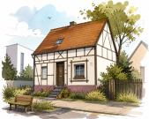 unbebautes Grundstück, Garage, Einfamilienhaus