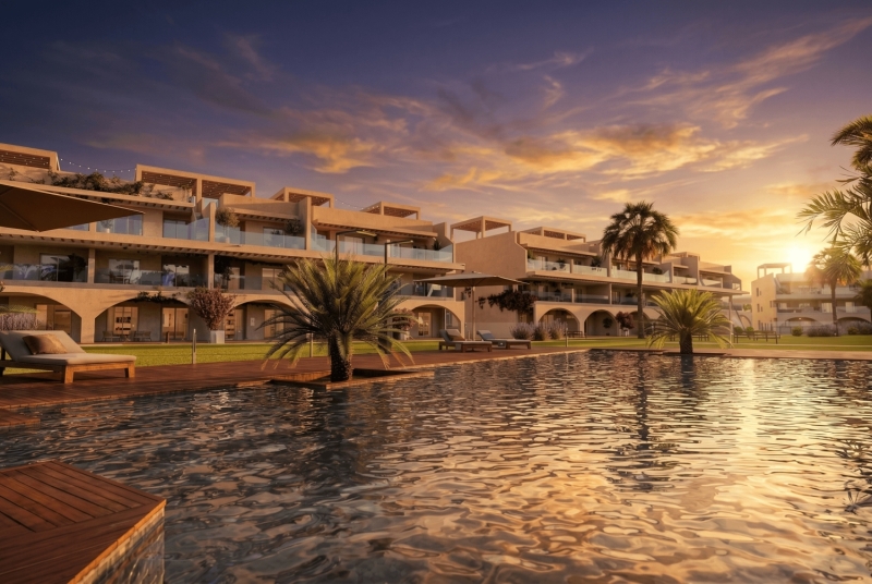 Piscina atardecer